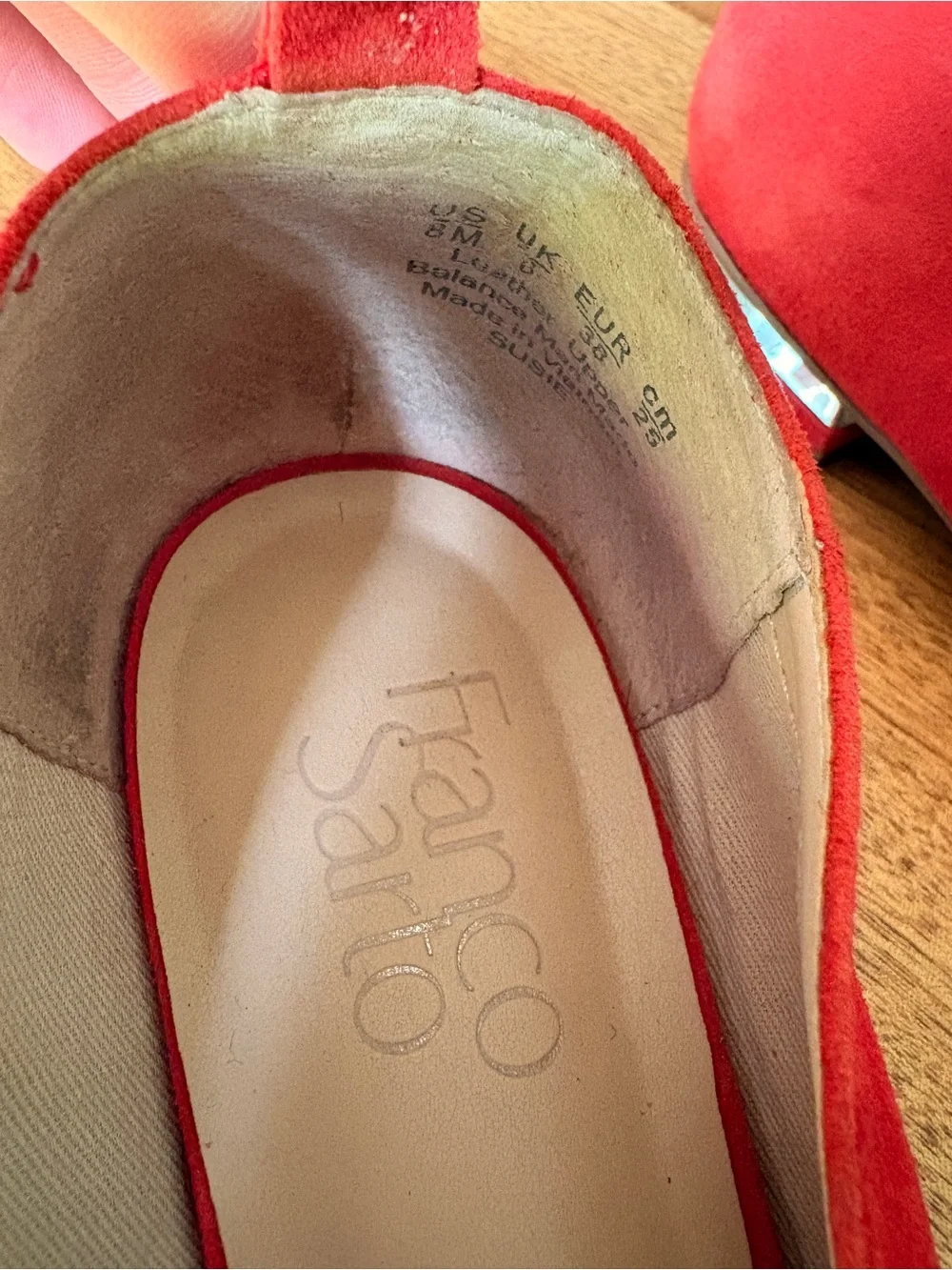 Franco Sarto Red Suede Pointed Loafer Flats